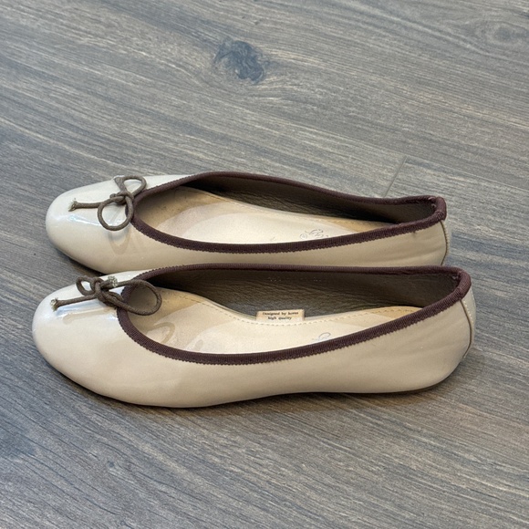 Japanese Leather Bow Ballerinas Woman Bow Knot Loafer Shoes Apricot Size US 6 - Picture 3 of 17